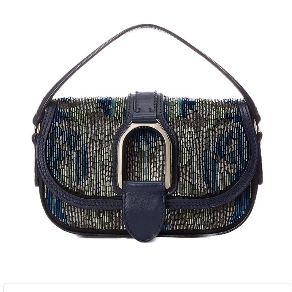 Ralph Lauren Collection Wellington Beaded Satin Leather Mini Chain Bag